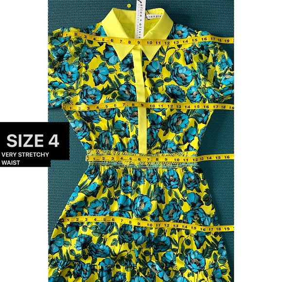 Alice + Olivia Anaya Yellow Multi Floral Collared Midi Dress - Picture 12 of 16